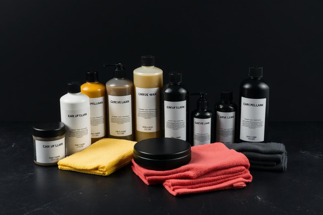 Professional detailing products and microfiber cloths